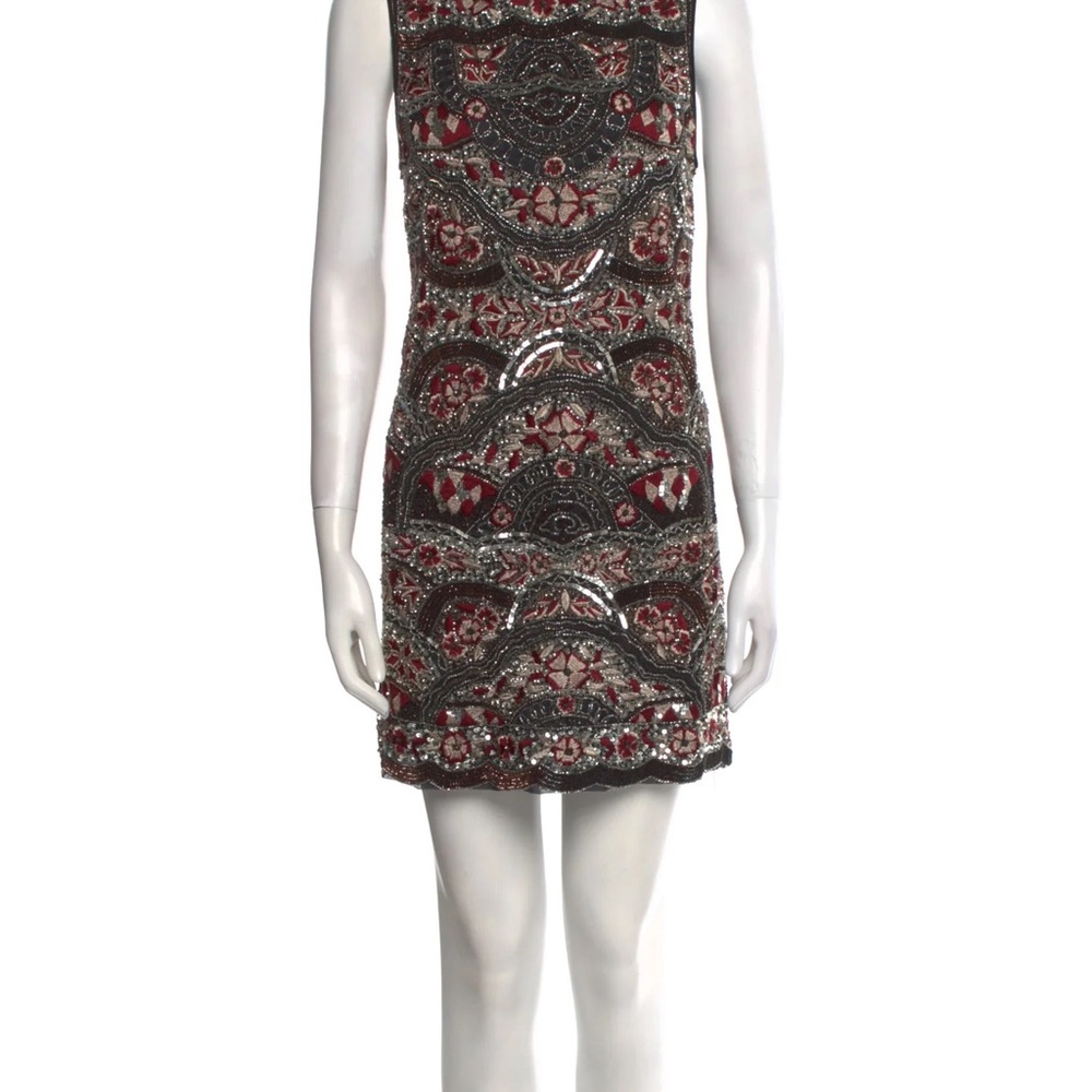 Alice + Olivia Beaded Sleeveless Mini Dress Black Red Size 8 - Picture 3 of 4